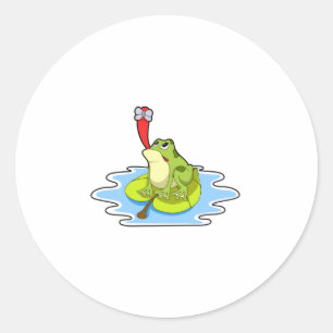 Frog on Leaf with Insect Classic Round Sticker