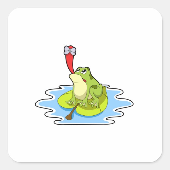 Frog on Leaf with Insect Square Sticker (Front)