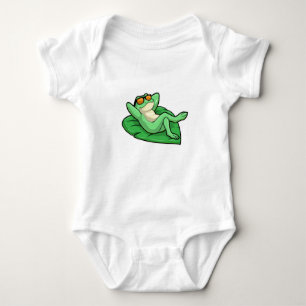 Frog on Leaf with Sunglasses Baby Bodysuit