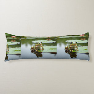 Frog on Lily Pad Serene Pond Body Pillow Design