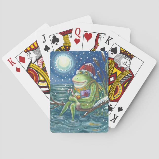 FROG ON LOG, CHRISTMAS DECK OF PLAYING CARDS Poker (Back)
