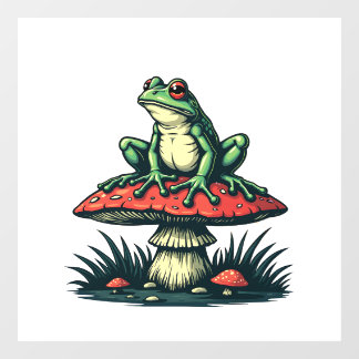 Frog on Mushroom Cottagecore Forest Magic Fungi