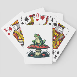 Frog on Mushroom Cottagecore Forest Magic Fungi Playing Cards