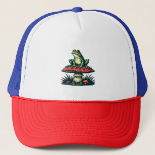 Frog on Mushroom Cottagecore Forest Magic Fungi Trucker Hat