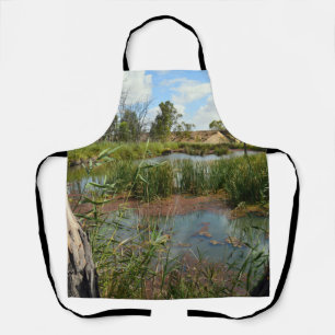 Frog On Reeds By The River, Full Print Apron