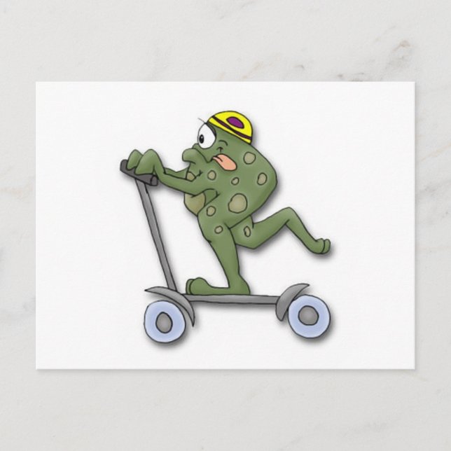 Frog on Scooter Postcard (Front)