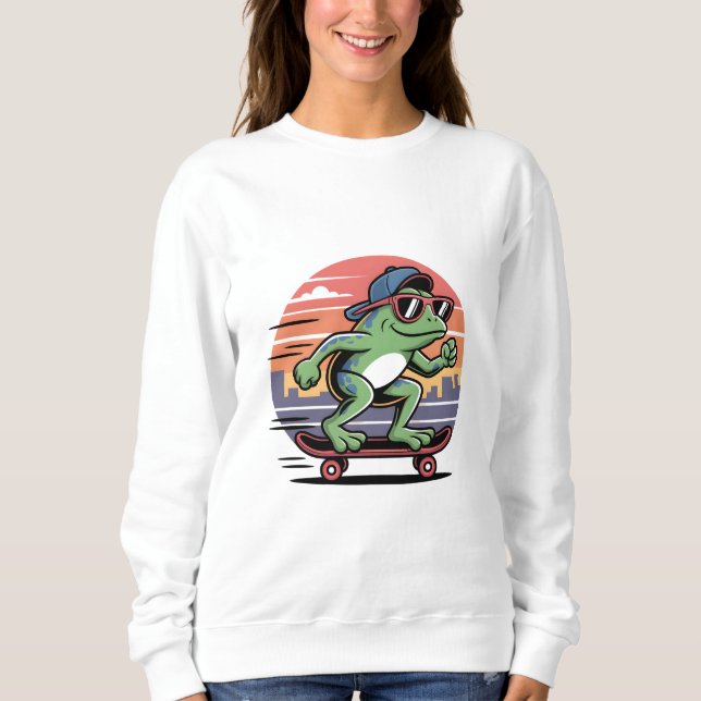 Frog on skateboard sweatshirt (Front)