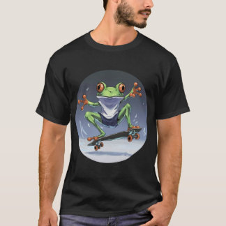 Frog on Skateboard Watercolor T-Shirt