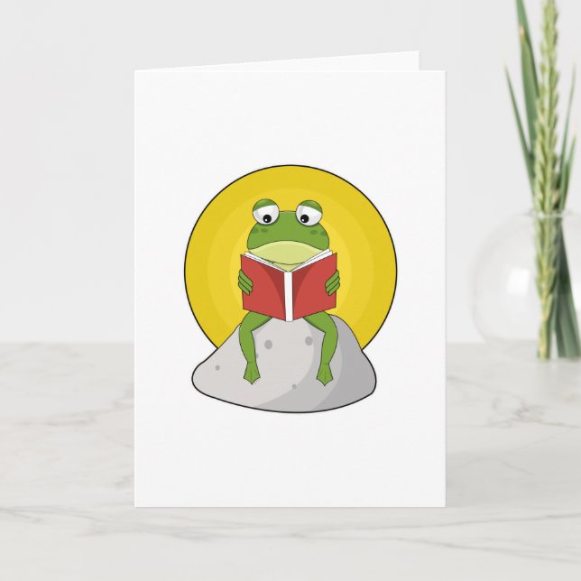 Frog on Stone with Book Card (Front)