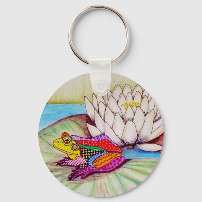 Frog on water lily key ring (Front)