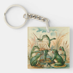 Frog Orchestra Vintage Illustration Key Ring