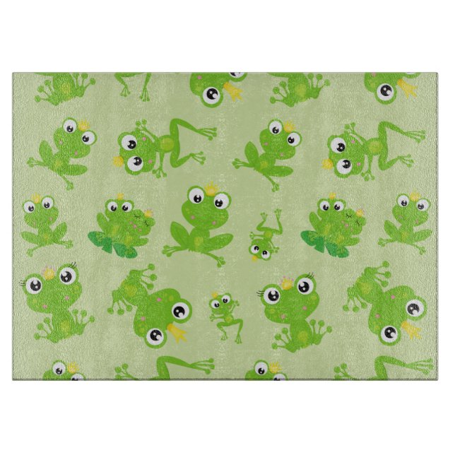 Frog Pattern, Cute Frogs, Green Frogs, Frog Prince Cutting Board (Front)