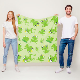 Frog Pattern, Cute Frogs, Green Frogs, Frog Prince Fleece Blanket