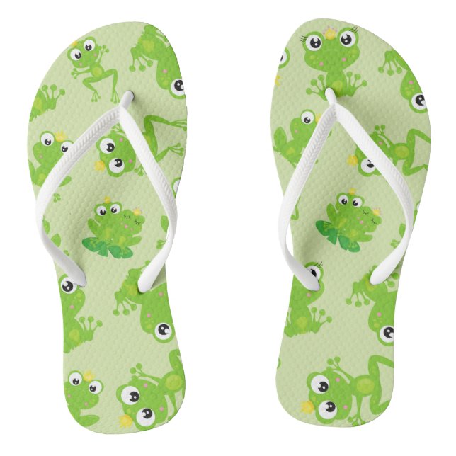 Frog Pattern, Cute Frogs, Green Frogs, Frog Prince Jandals (Footbed)