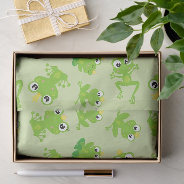 Frog Pattern, Cute Frogs, Green Frogs, Frog Prince Tissue Paper (Gift)