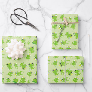 Frog Pattern, Cute Frogs, Green Frogs, Frog Prince Wrapping Paper Sheet