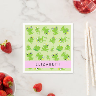 Frog Pattern, Green Frogs, Frog Prince, Your Name Napkin