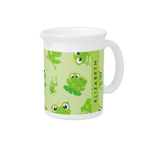 Frog Pattern, Green Frogs, Frog Prince, Your Name Pitcher