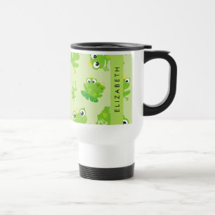 Frog Pattern, Green Frogs, Frog Prince, Your Name Travel Mug