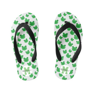 Frog Pattern Kid's Flip Flops