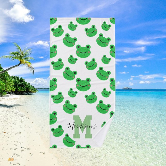 Frog pattern monogram wildlife Beach Bath Towel (Frog pattern monogram wildlife Beach Towel)