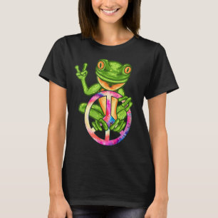 Frog Peace Hand Sign on a Tie Dye Peace Symbol Coo T-Shirt