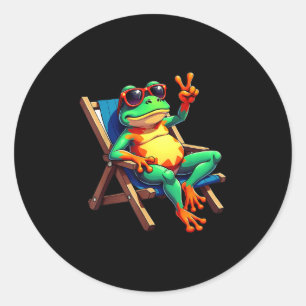 Frog Peace Sign Sungles Summer  Classic Round Sticker