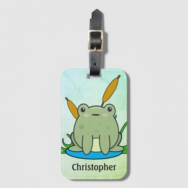 Frog Personalised Luggage Tag (Front Vertical)