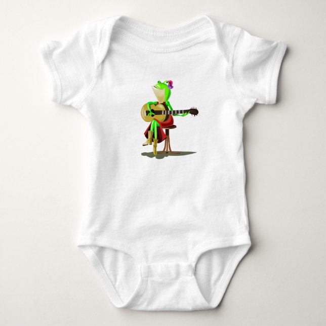 Frog Playing Guitar Baby Bodysuit (Front)