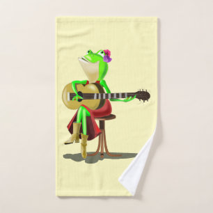 Frog Playing Guitar Bath Towel Set - Custom Colour