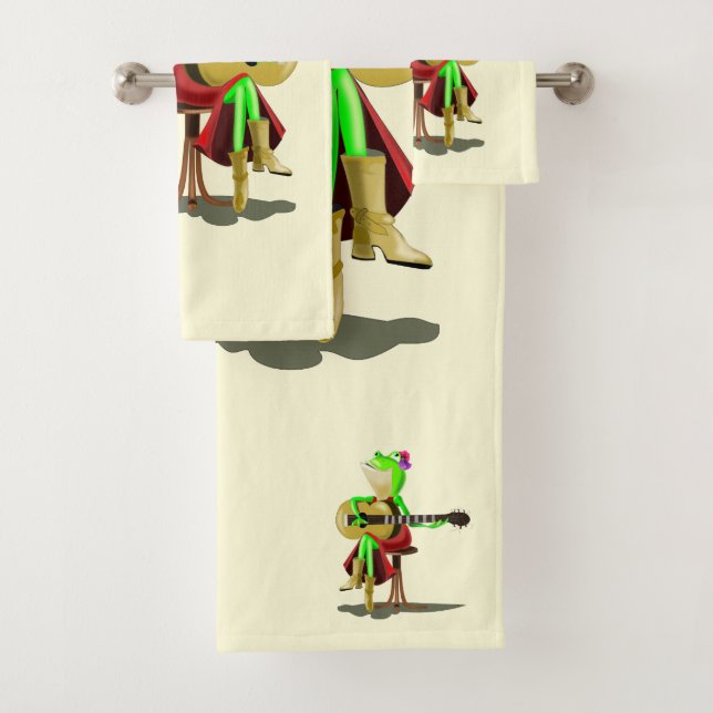 Frog Playing Guitar Funny Bath Towels (Insitu)