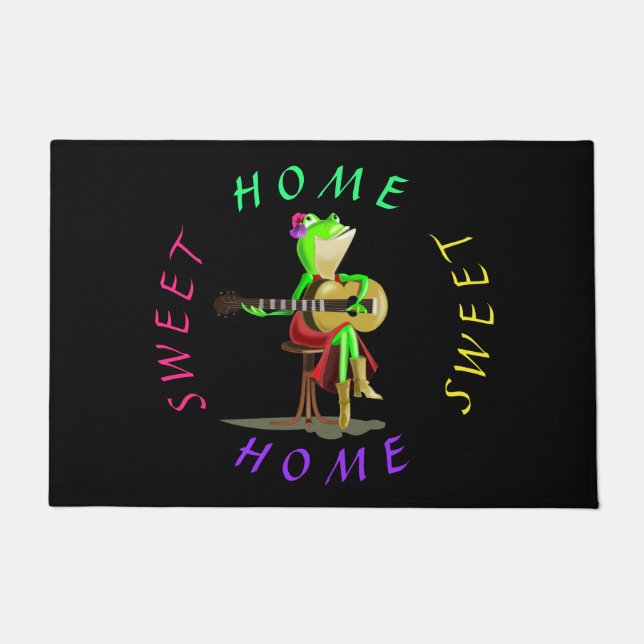 Frog Playing Guitar Funny Doormat (Front)