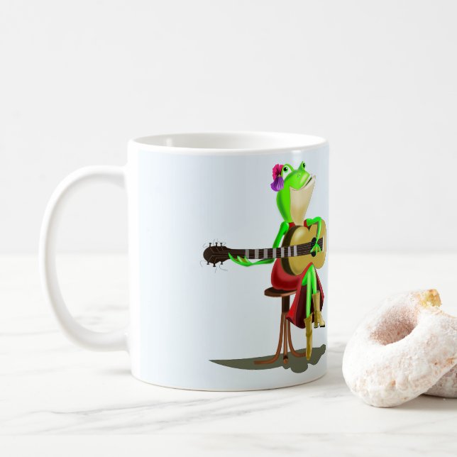 Frog Playing Guitar Funny Mug (With Donut)