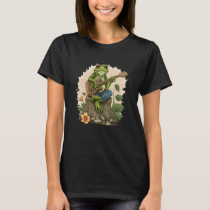 Frog Playing Guitar Playing Banjo On Log Cottageco T-Shirt