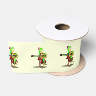 Frog Playing Guitar Ribbon Gift - Your Colours Satin Ribbon
