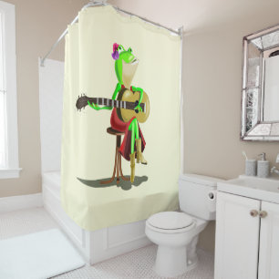 Frog Playing Guitar Shower Curtain