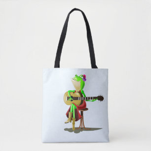 Frog Playing Guitar Tote Bag - Your Colour - Text