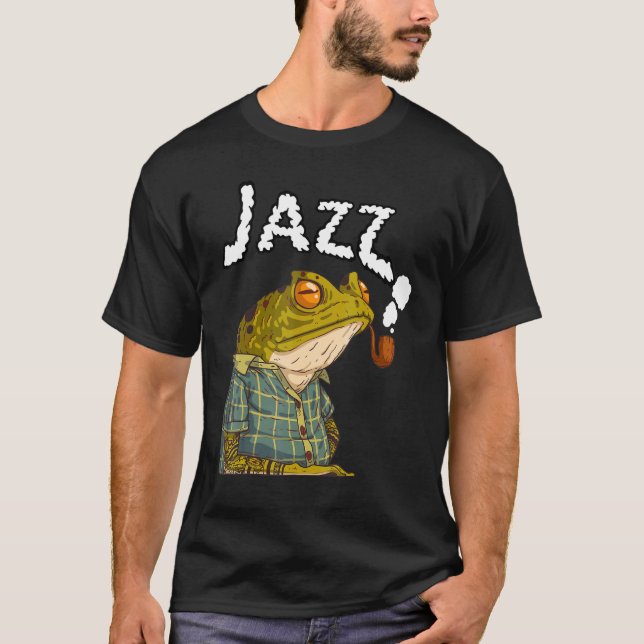 Frog Playing Jazz Music Fun Cute Frogs Animal   Gr T-Shirt (Front)