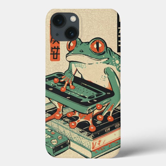 Frog Playing Pc Games, Ukiyo-e Frog Art, Frog  Case-Mate iPhone Case (Back)