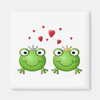 Frog Prince and Frog Princess, with hearts. Magnet