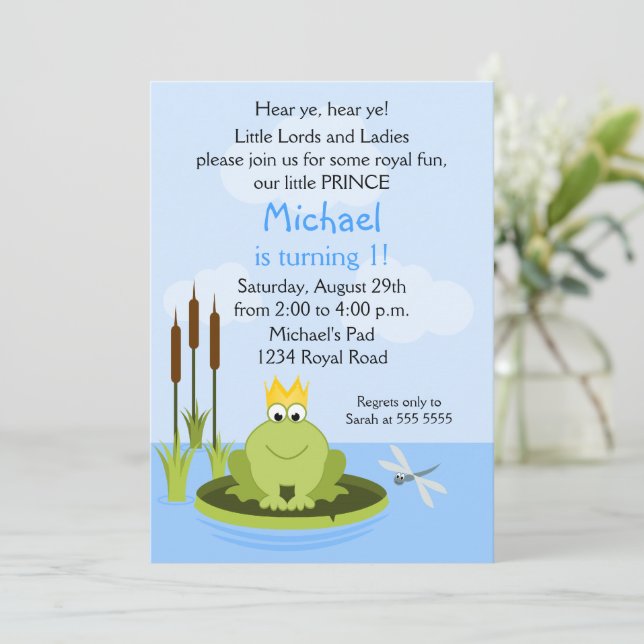 Frog Prince Birthday Party Invitation (Standing Front)