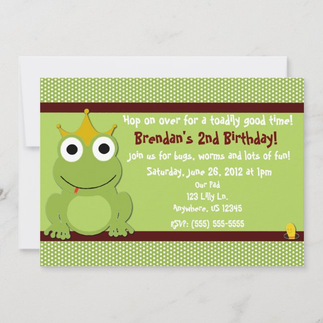 Frog Prince Boys Birthday Invitation (Front)