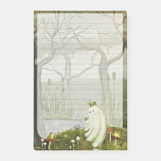 Frog Prince - Cute Ghost Lined Letter Writing Post-it Notes (Front)