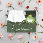 Frog Prince Fairy Tale Wedding Congratulations<br><div class="desc">A fairy tale wedding congratulations card. The beautiful princess and her frog prince. Inside text says “wishing you a happily ever after.” This text can be changed and personalised with your own sentiment. A funny wedding congrats card for the happy newlywed couple. Visit Jenn’s Doodle World for even more humourous...</div>