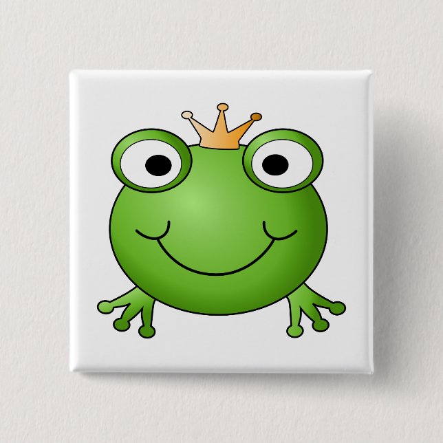 Frog Prince. Happy Frog. 15 Cm Square Badge (Front)