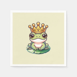 Frog Prince in Gold Crown Baby Shower Birthday Napkin