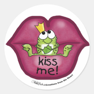 Frog Prince Kiss Me Classic Round Sticker
