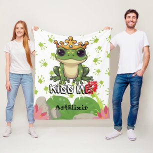Frog Prince, Kiss me Print  Fleece Blanket
