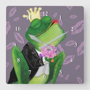 Frog Prince - Kiss Square Wall Clock