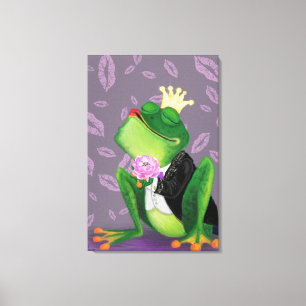 Frog Prince Kissy Valentine's Day Gift Canvas Art